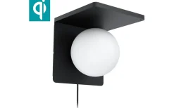 Cigle Vägglampa Opal + Qi-Laddning Svart