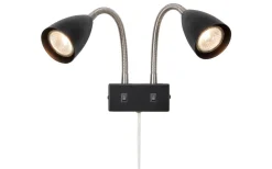 Sovrum|Läslampor<Markslojd Ciro Vägglampa Dubbel Flex Svart/Stål