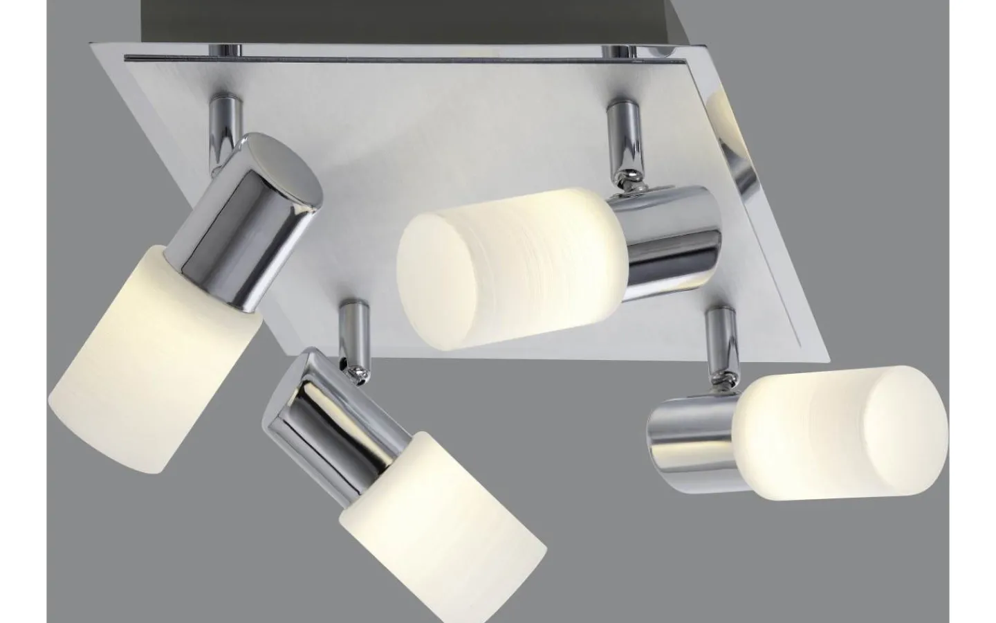 Trio Lighting Clapton Spotlight LED 4-delad fyrkantig krom* Takspot Med Minst 4 Lampor