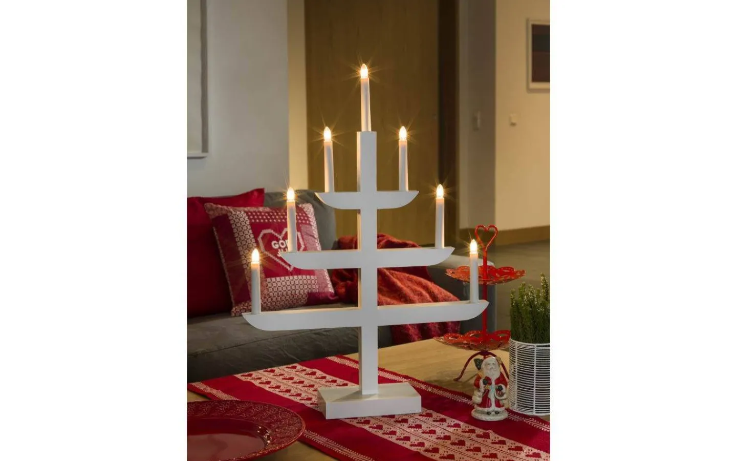 Visa Alla Adventsljusstakar|Adventsljusstakar 61-120 Cm<Konstsmide Clara Adventsljusstake 7L 65cm Vit