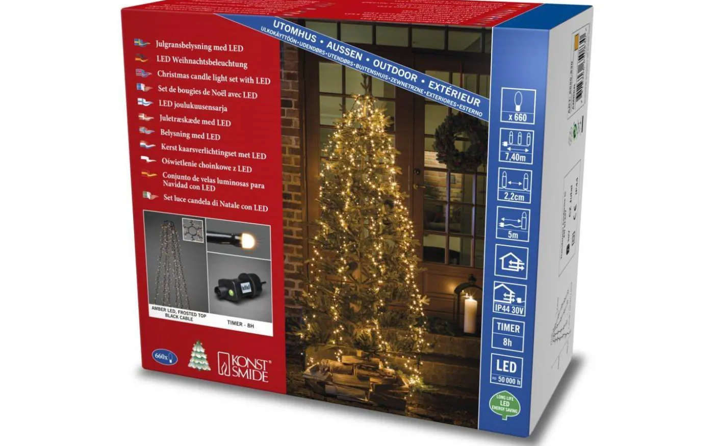 Cluster Julgransslinga LED 2,4m Frost Amber, Timerfunktion IP44