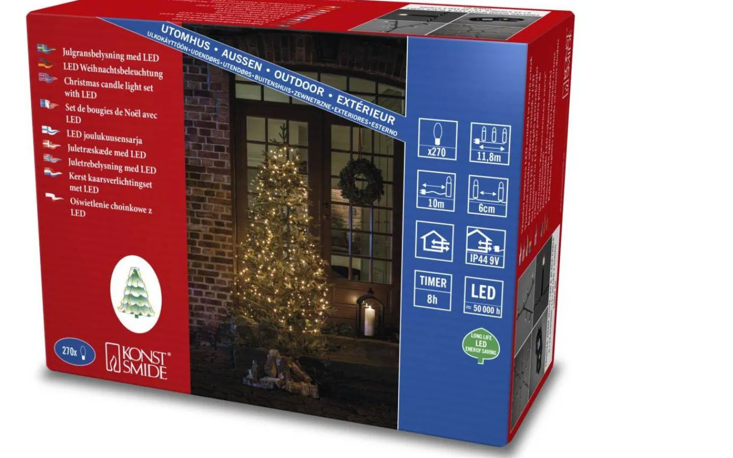 Konstsmide Cluster Julgransslinga 1,8m Frost Varmvit, Timerfunktion IP44* Julgransbelysning