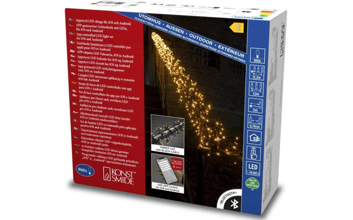 Konstsmide Cluster Ljusslinga 7,2m Amber APP IP44* Ljusslingor Utomhus