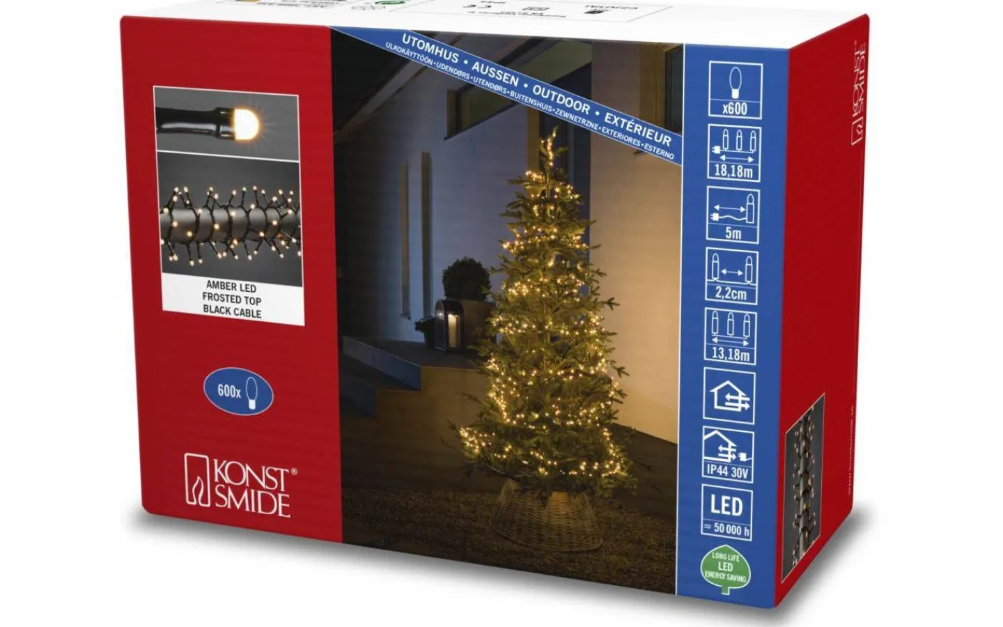 Konstsmide Clusterslinga 13,18m Frostad Amber IP44* Långa Ljusslingor (11-20M)|Clusterslingor