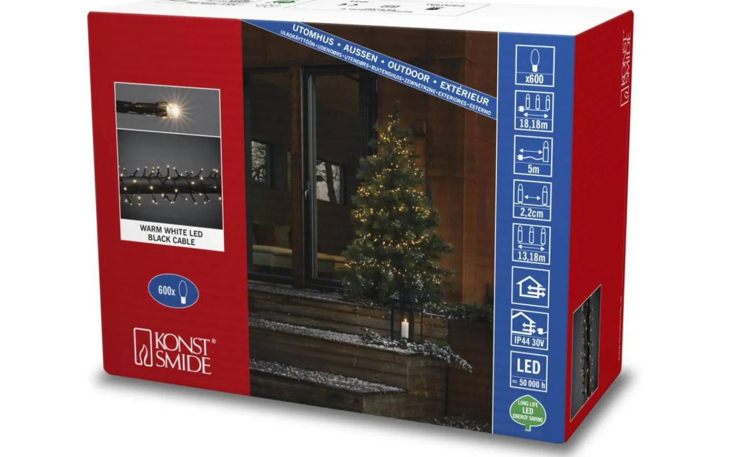 Långa Ljusslingor (11-20M)|Clusterslingor<Konstsmide Clusterslinga 13,18m Varmvit IP44