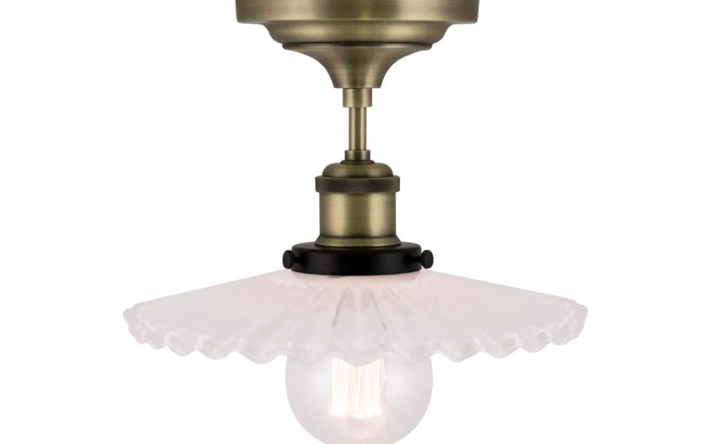 Cobbler Plafond 25cm E27 Antikmässing/Vit