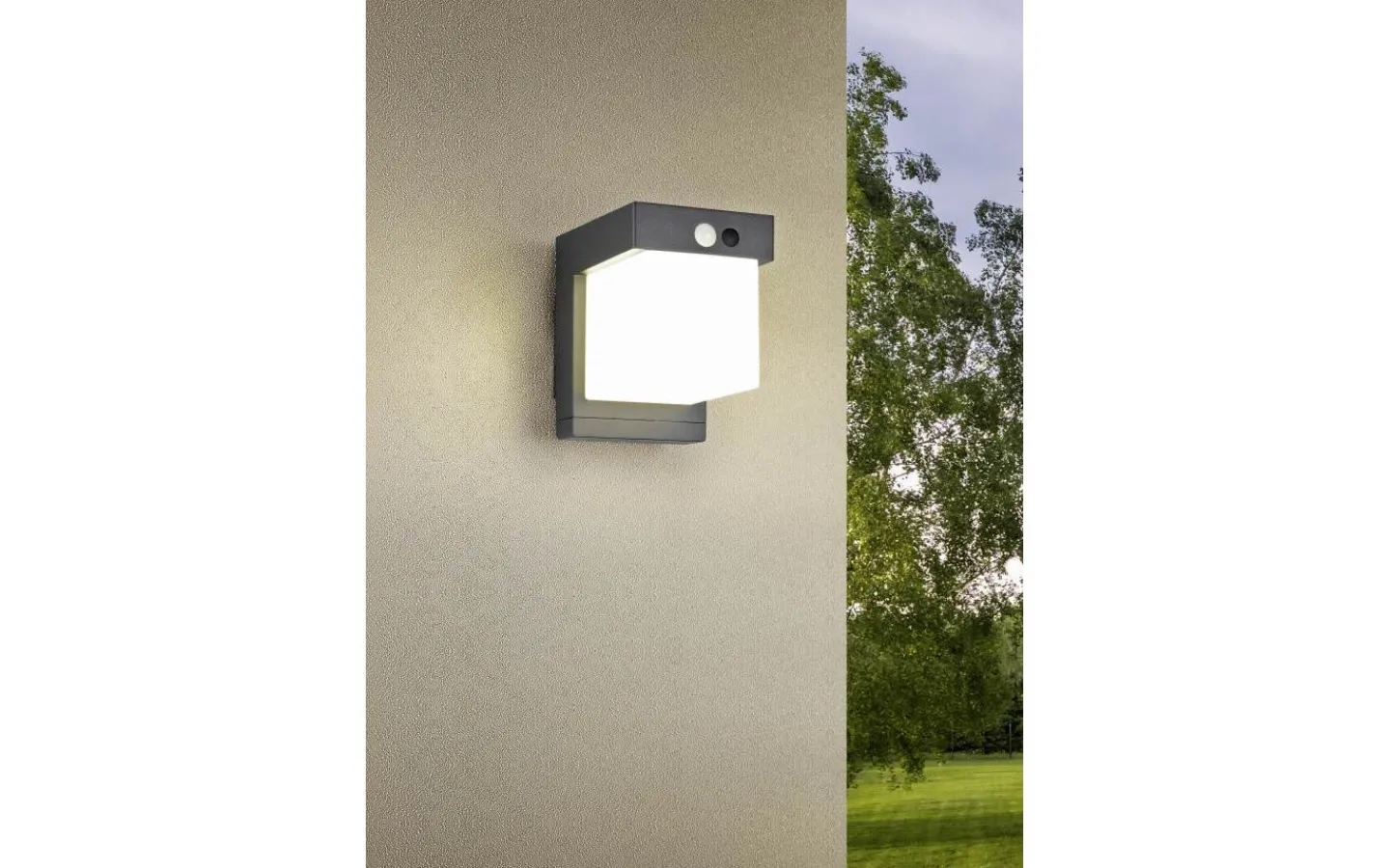 Solcellslampor Vägg|Visa Alla Solcellslampor<Reality Colombo hybrid solcellsdriven Vägglampa LED mattsvart rörelse- och skymningssensor 4000K IP44