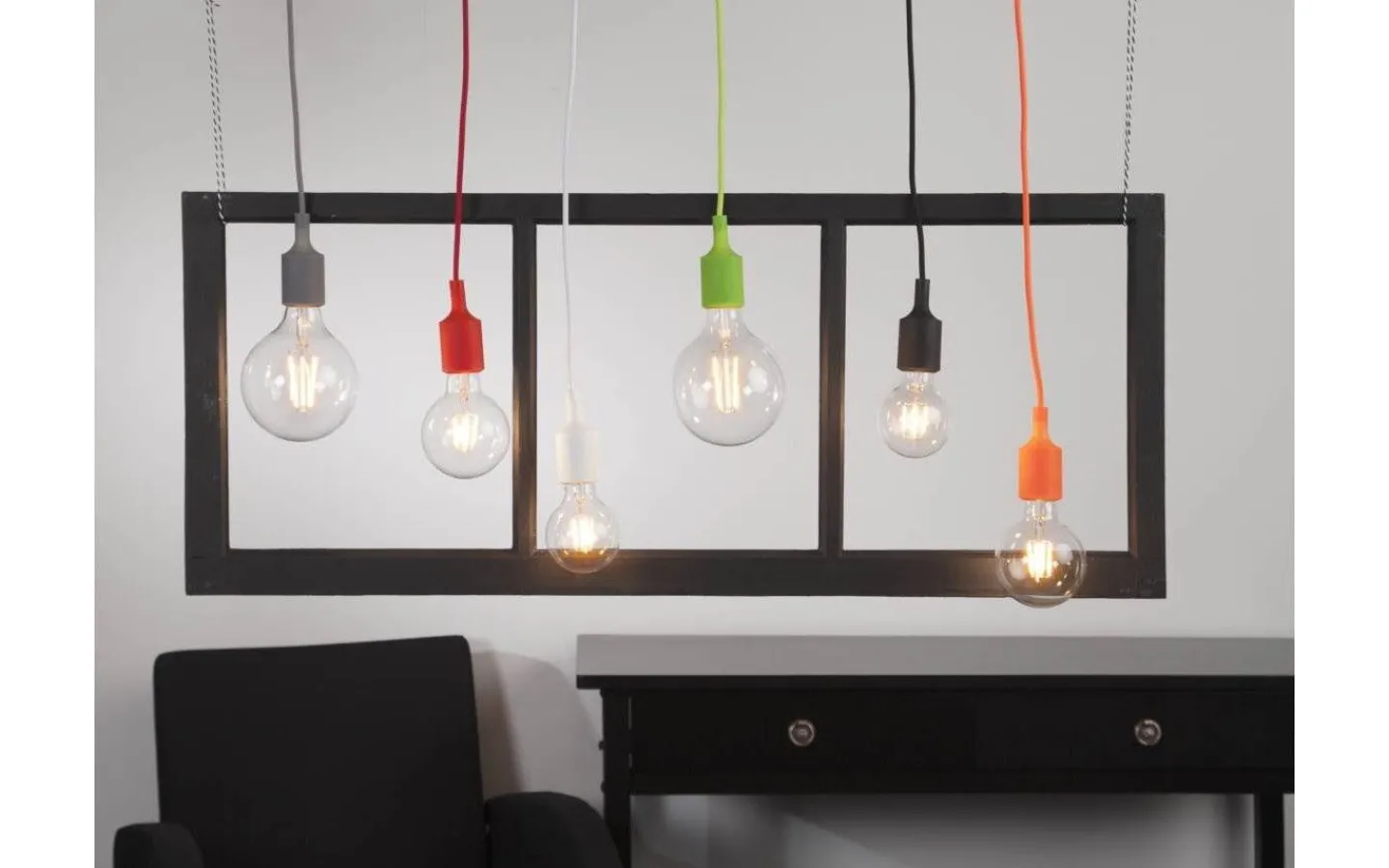 Sladdställ Med Sockel|Fönsterlampor<Star Trading Color Pendel E27 med Takkopp 1,2m Grå