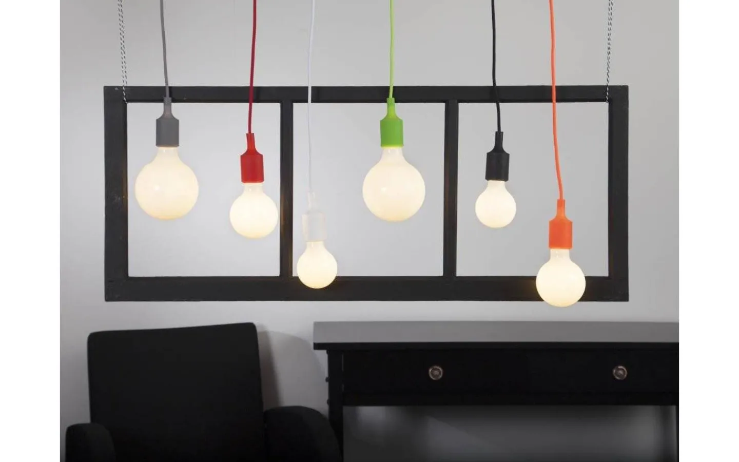 Sladdställ Med Sockel|Fönsterlampor<Star Trading Color Pendel E27 med Takkopp 1,2m Grå