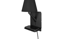Trio Lighting Comfort Vägglampa E14 mattsvart med laddningsstation* Läslampor