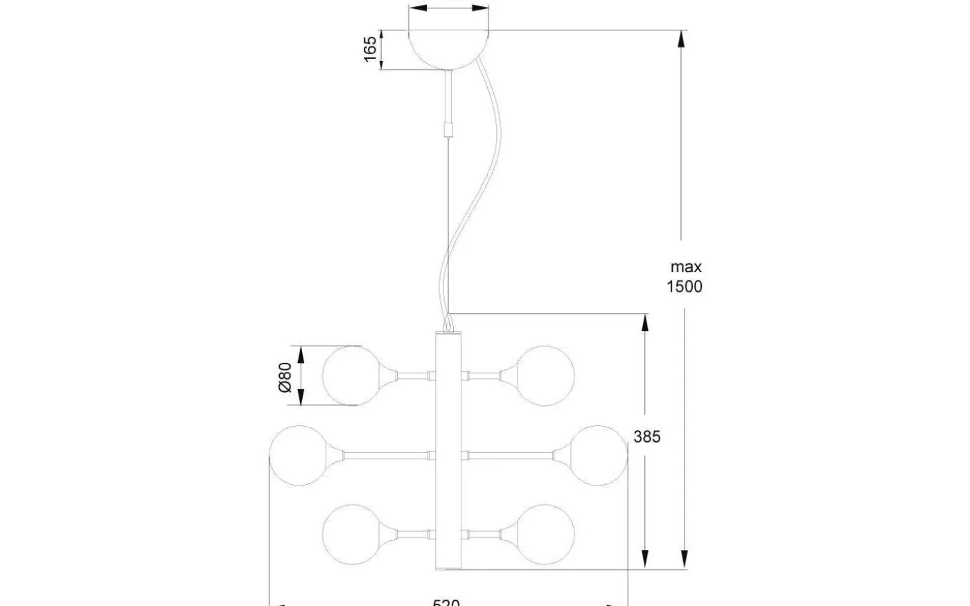 Cosmos Taklampa 52cm 12L Svart/Rök