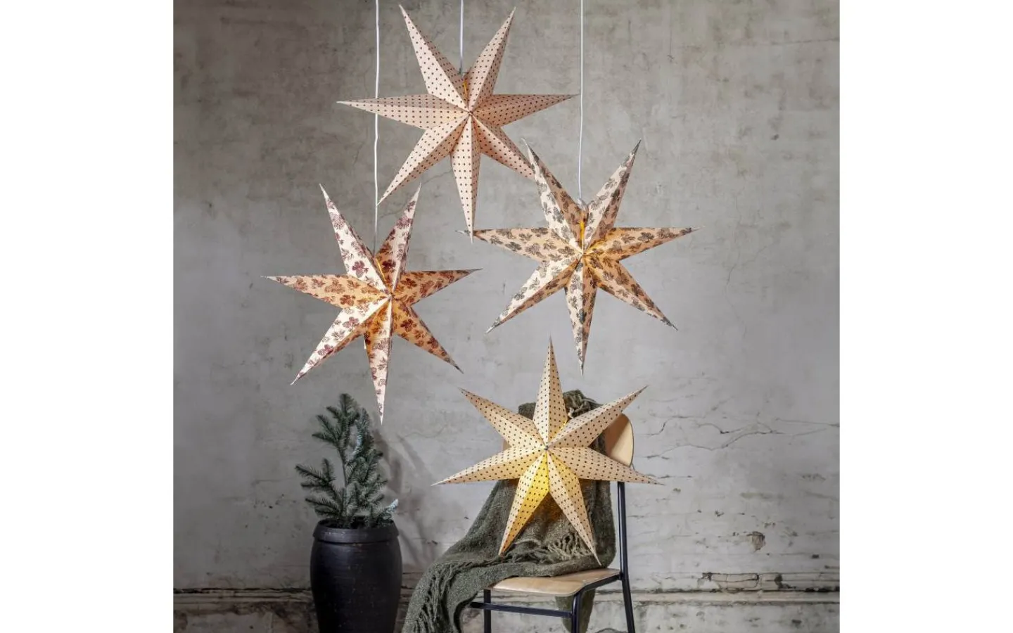 Star Trading Cotton Julstjärna Kottar 60cm Grön* Visa Alla Julstjärnor|Julstjärnor Utan Sladd