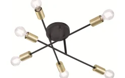 Plafonder<Trio Lighting Cross Plafond 6xE27 matt svart/guld