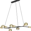 Trio Lighting Cross Taklampa 7xE27 matt svart/guld* Stora Taklampor Ø50-69 Cm