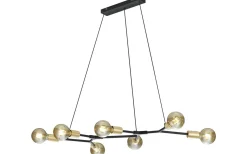 Trio Lighting Cross Taklampa 7xE27 matt svart/guld* Stora Taklampor Ø50-69 Cm