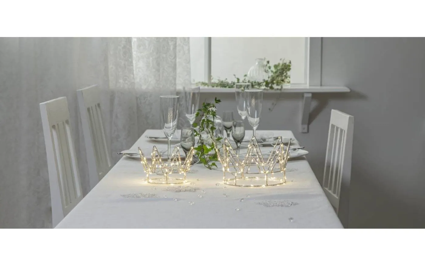 Crown Batteridriven Bordsdekoration 12cm Silver