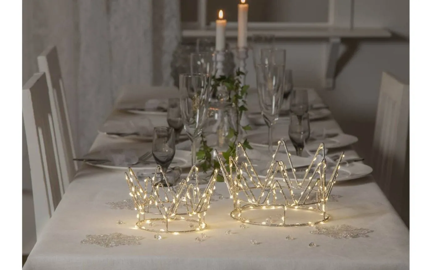 Crown Batteridriven Bordsdekoration 12cm Silver