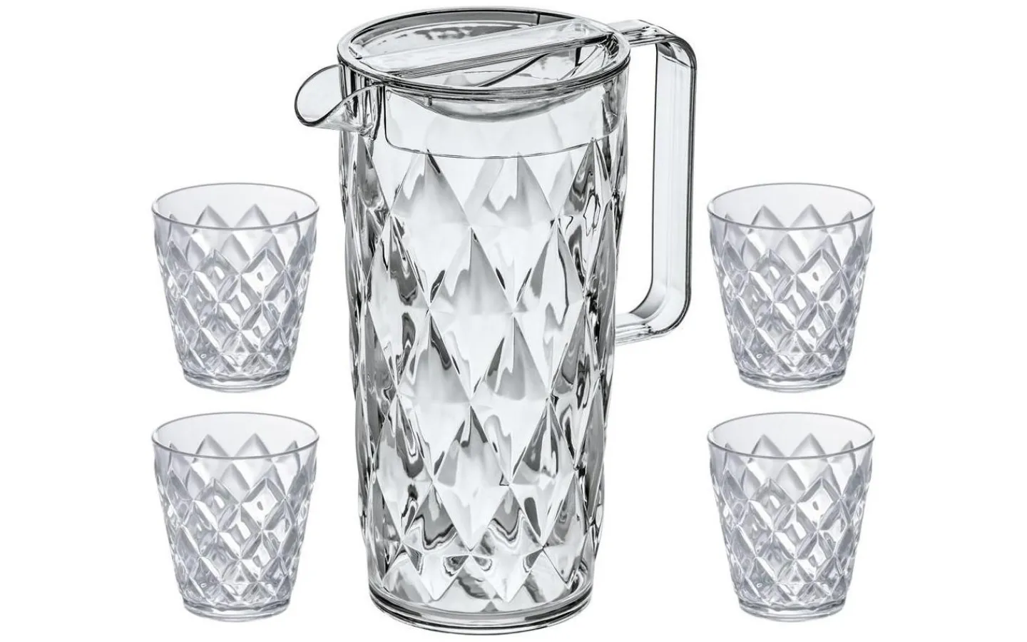 Koziol Crystal Set Karaff inkl 4 Glas Crystal Clear* Plastglas|Karaffer