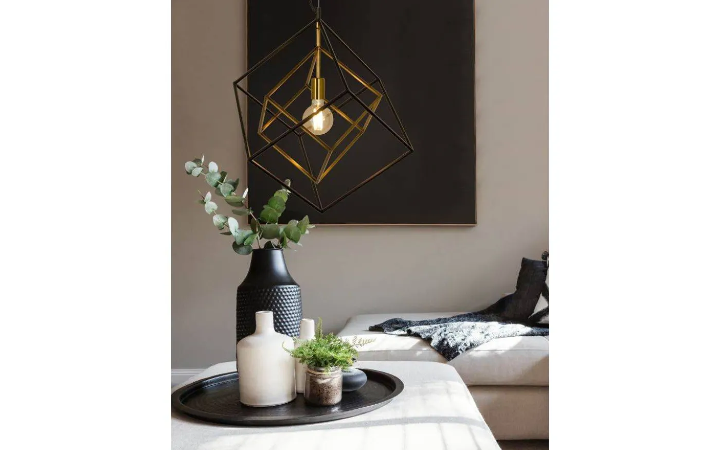 Cubes Taklampa 54cm Svart/Mässing