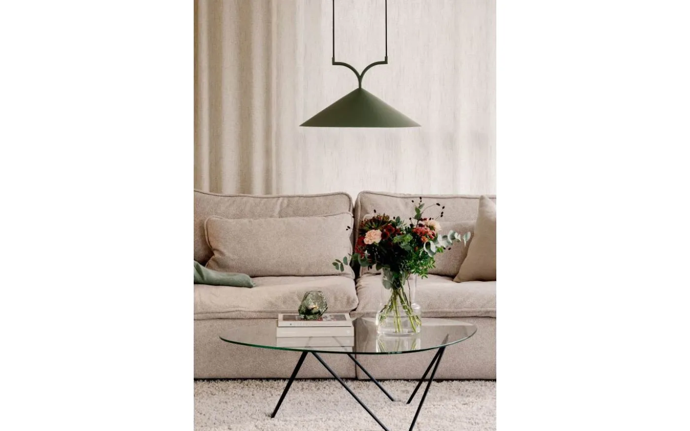 Curve Taklampa 50cm Grön