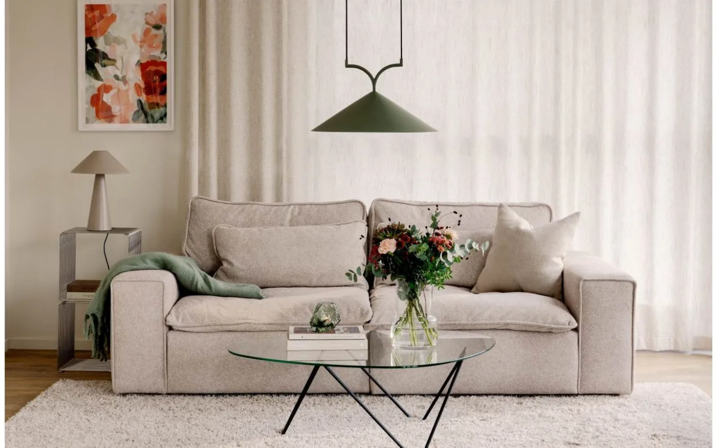 Curve Taklampa 50cm Grön