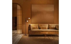 Golvläslampor<Herstal Cut Dubbel Golvlampa 140cm Svart/Opalgas