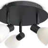 Runda Takspotlights|Takspot Med 3 Lampor<Herstal Cut Takspotlight 31,5cm Svart/Opalglas