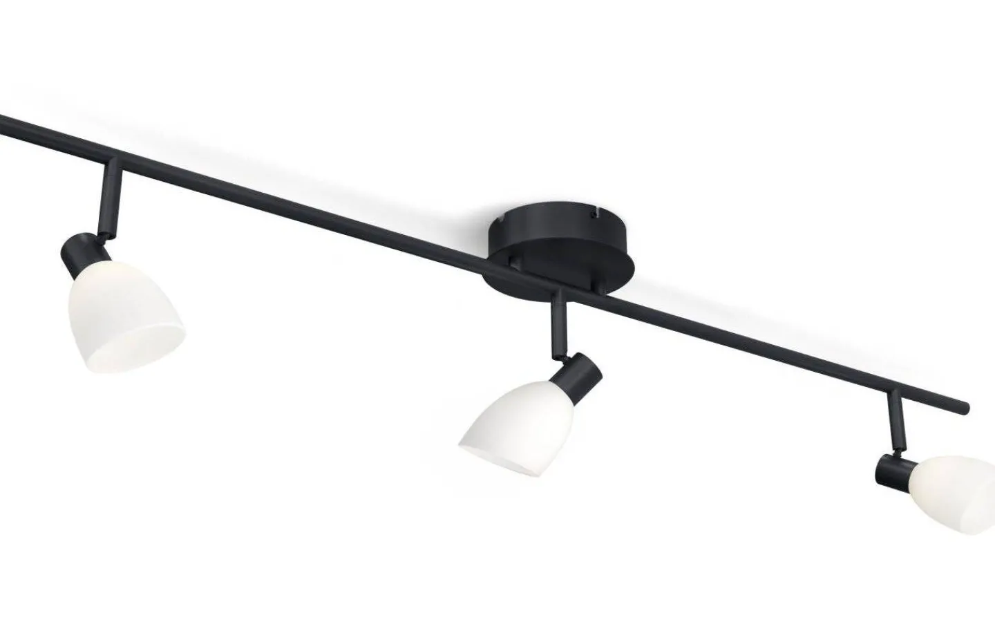 Avlånga Takspotlights|Takspot Med 3 Lampor<Herstal Cut Takspotlight 100cm Svart/Opalglas