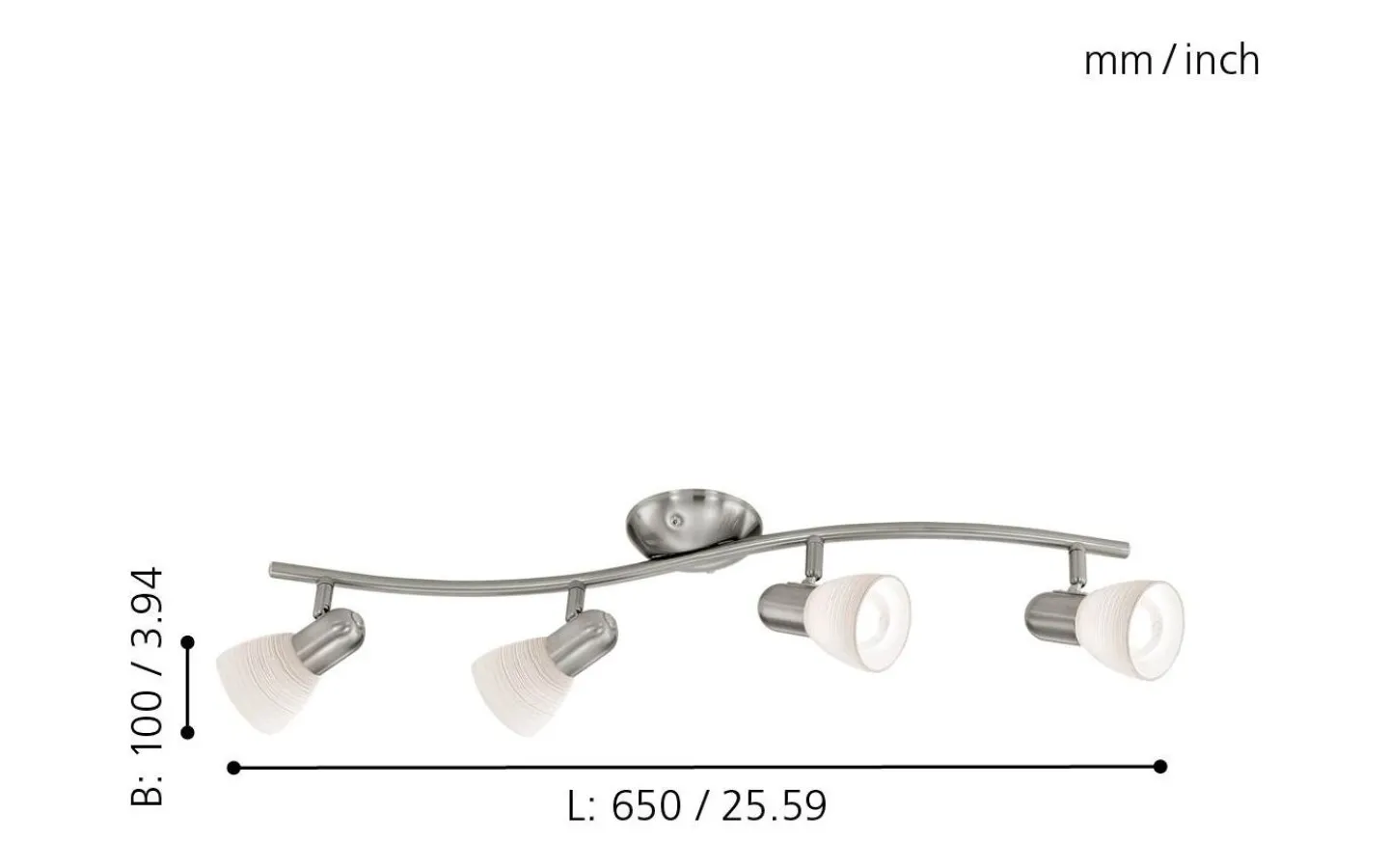 Eglo Dakar Takspotlight 65cm Nickel* Avlånga Takspotlights|Takspot Med Minst 4 Lampor