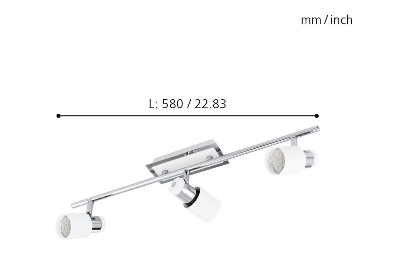 Davida Takspotlight 58cm GU10 LED 3000K 3x5W Vit