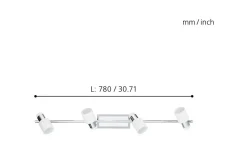 Avlånga Takspotlights|Takspot Med Minst 4 Lampor<Eglo Davida Takspotlight 78cm GU10 LED 3000K 4x5W Vit