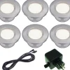 Decklight 65mm 6-pack Frostat glas Komplett Bolthi Connect 12V Rostfritt Stål IP67