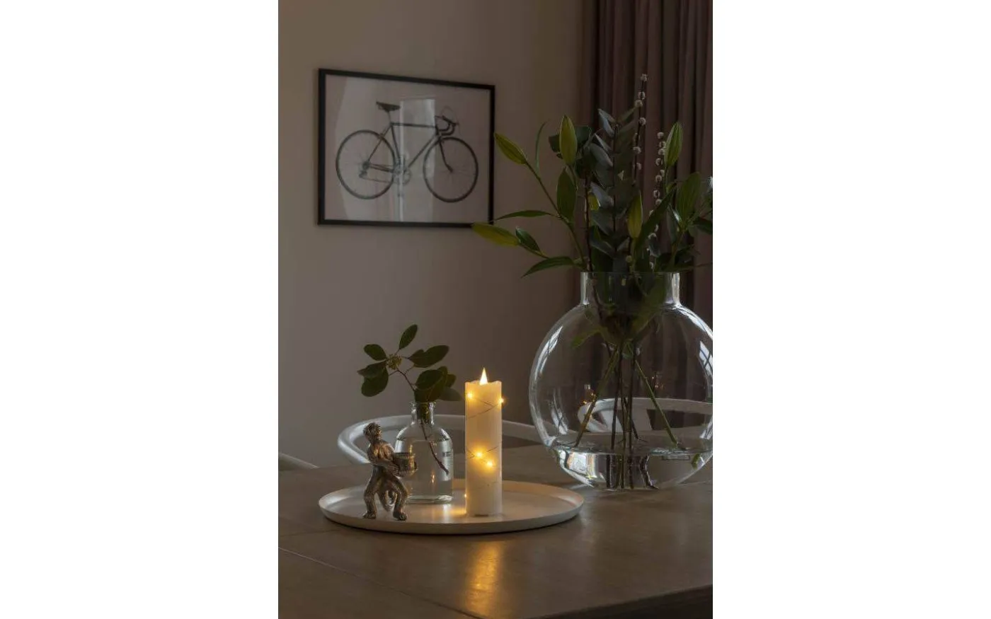 Deep Batteridrivet Blockljus med Ljusslinga 5x17,8cm Gräddvit