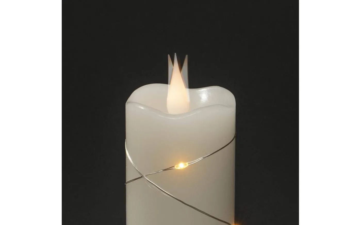 Deep Batteridrivet Blockljus med Ljusslinga 5x17,8cm Gräddvit