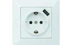 Strömställare/Vägguttag<Malmbergs Delta Vägguttag med USB-uttag, 1-vägs + 1xUSB, RAL 9001