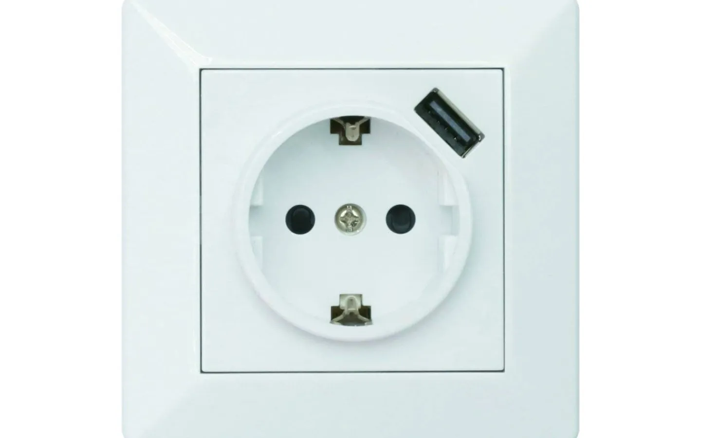 Strömställare/Vägguttag<Malmbergs Delta Vägguttag med USB-uttag, 1-vägs + 1xUSB, RAL 9001