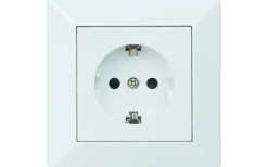 Strömställare/Vägguttag<Malmbergs Delta Vägguttag, 1-vägs med jord, Skruvanslutning, RAL 9001