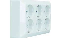 Strömställare/Vägguttag<Malmbergs Delta Vägguttag, 6-vägs, utanpåliggande, jordat