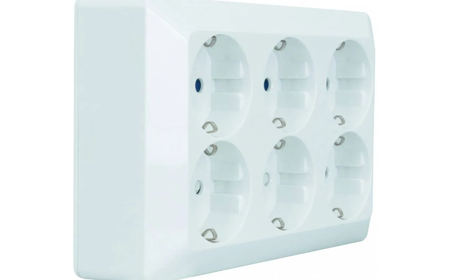 Strömställare/Vägguttag<Malmbergs Delta Vägguttag, 6-vägs, utanpåliggande, jordat