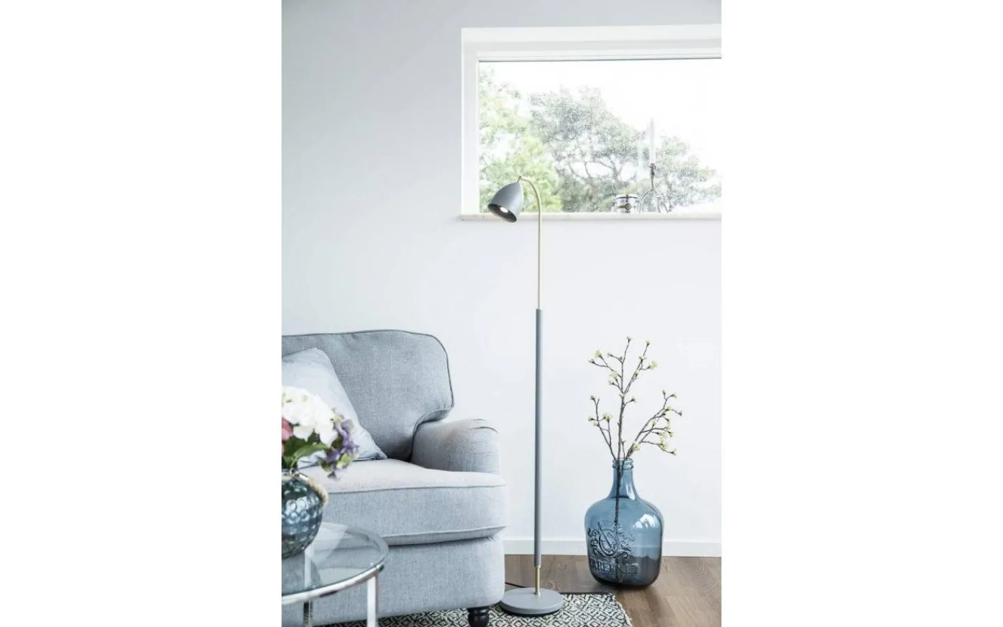 Belid Deluxe Golvlampa 133cm LED GU5,3 Dimbar Grå/Mässing* Vardagsrum|Golvläslampor