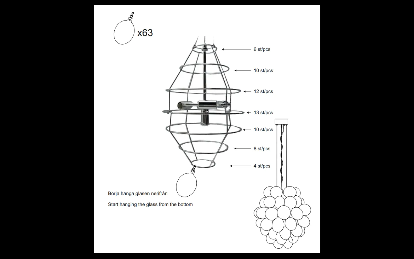 By Rydens Deluxe Taklampa 64cm Konjak* Stora Taklampor Ø50-69 Cm