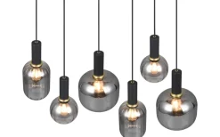 Trio Lighting Diva Takpendel 6-delad E27 mattsvart/förkromad* Avlånga Taklampor