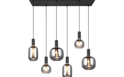 Trio Lighting Diva Takpendel 6-delad E27 mattsvart/förkromad* Avlånga Taklampor