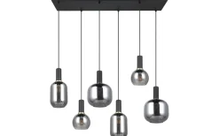 Trio Lighting Diva Takpendel 6-delad E27 mattsvart/förkromad* Avlånga Taklampor