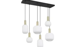 Trio Lighting Diva Takpendel 6-delad E27 matt mässing/vit* Avlånga Taklampor