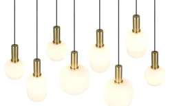 Diva Takpendel 8-delad E27 matt mässing/vit