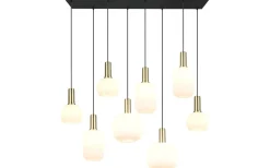 Diva Takpendel 8-delad E27 matt mässing/vit