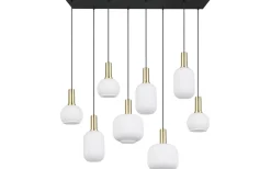 Diva Takpendel 8-delad E27 matt mässing/vit