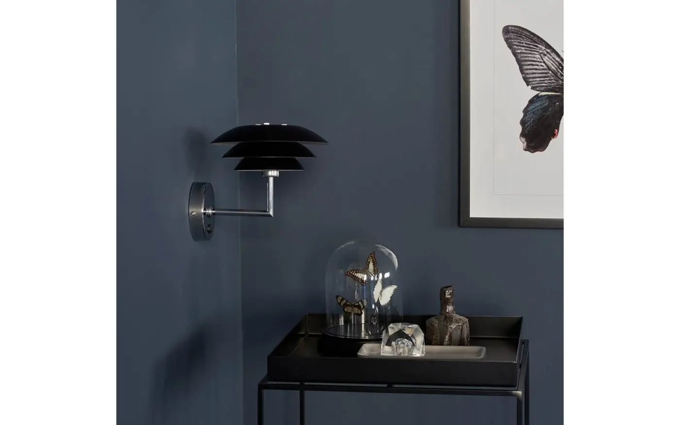 DL20 Vägglampa Svart/Krom