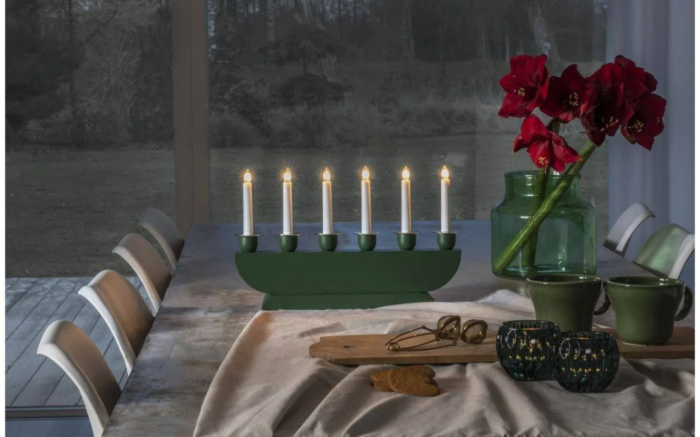 Konstsmide Donya Adventsljusstake 6L 26cm Grön/Mässing* Visa Alla Adventsljusstakar|Adventsljusstakar 0-30 Cm